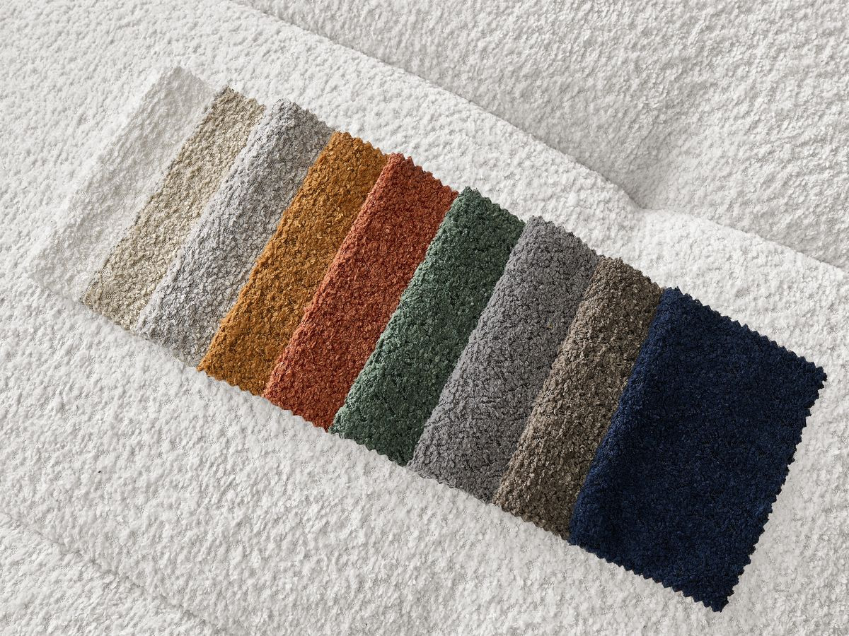 Canapé droit convertible 3 places CLOUD tissu bouclette avec pouf