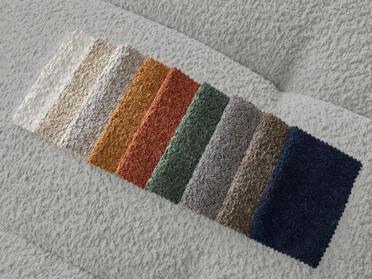 Canapé droit convertible 3 places CLOUD tissu bouclette avec pouf