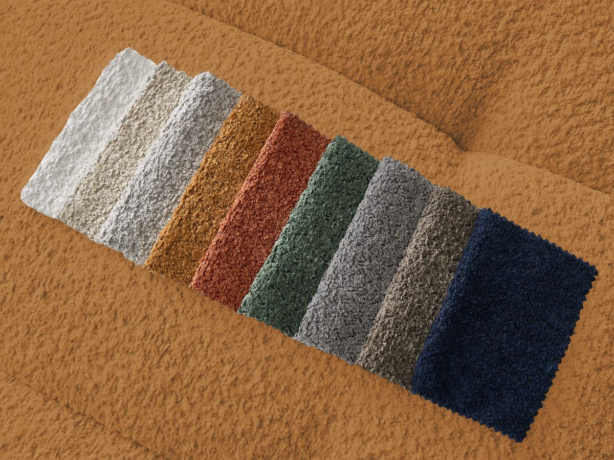 Canapé droit convertible 3 places CLOUD tissu bouclette avec pouf