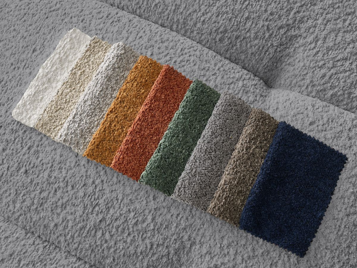 Canapé droit convertible 3 places CLOUD tissu bouclette avec pouf