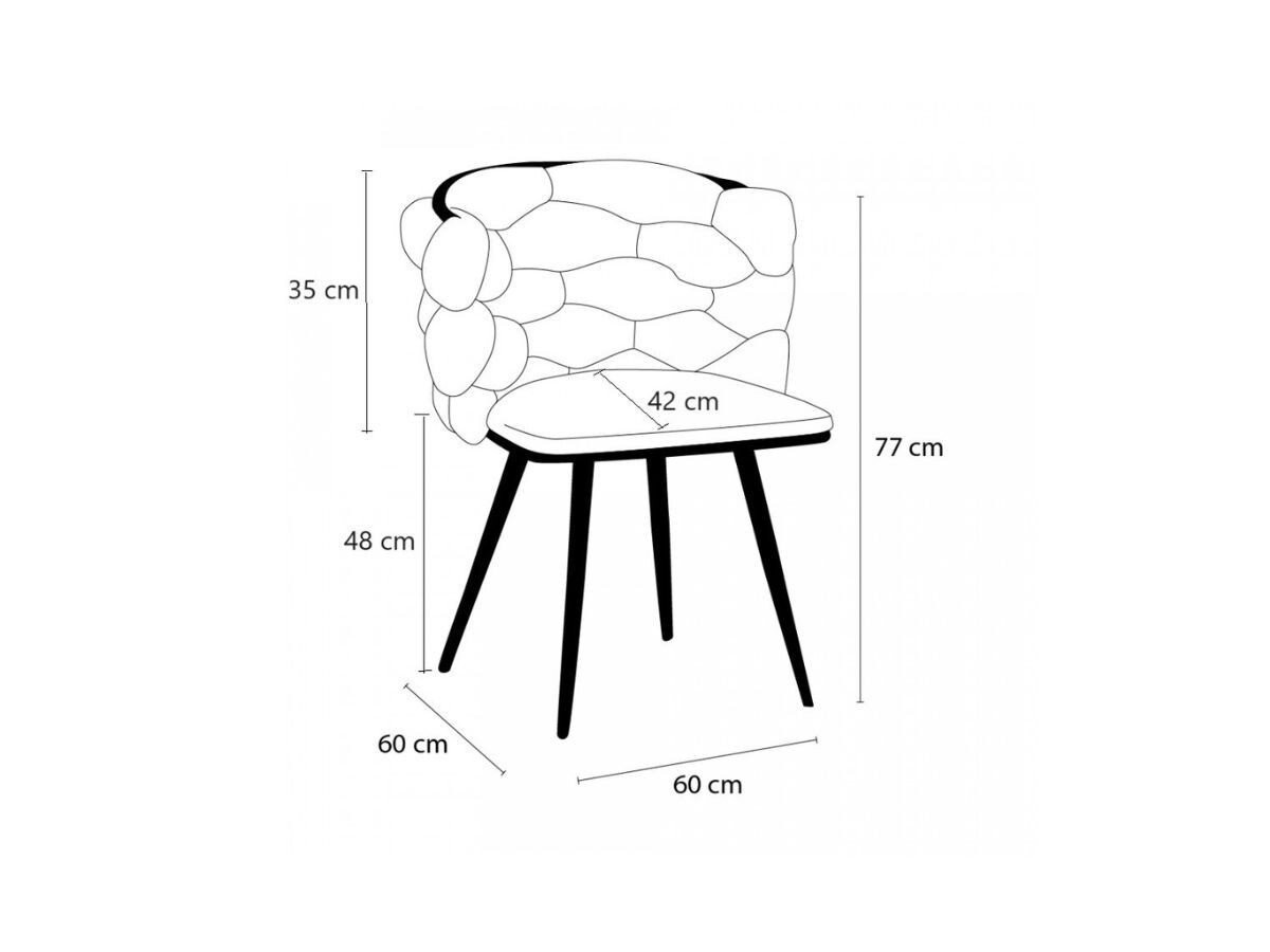 Lot de 2 chaises CHLOE tissu texturé et pieds métal effet bois