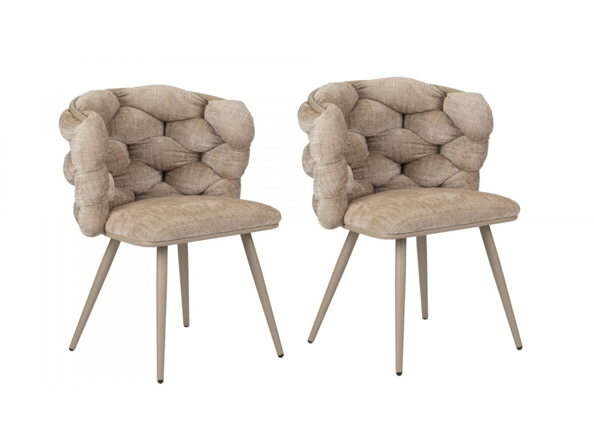 set van 2 chloe stoelen structuurstof gekleurd beige