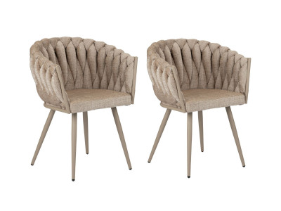 Lot de 2 fauteuils de table CHARLOTTE Tissu texturé