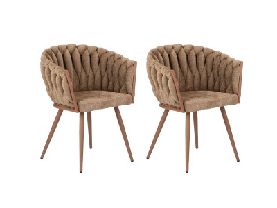 Lot de 2 fauteuils de table CHARLOTTE Tissu texturé