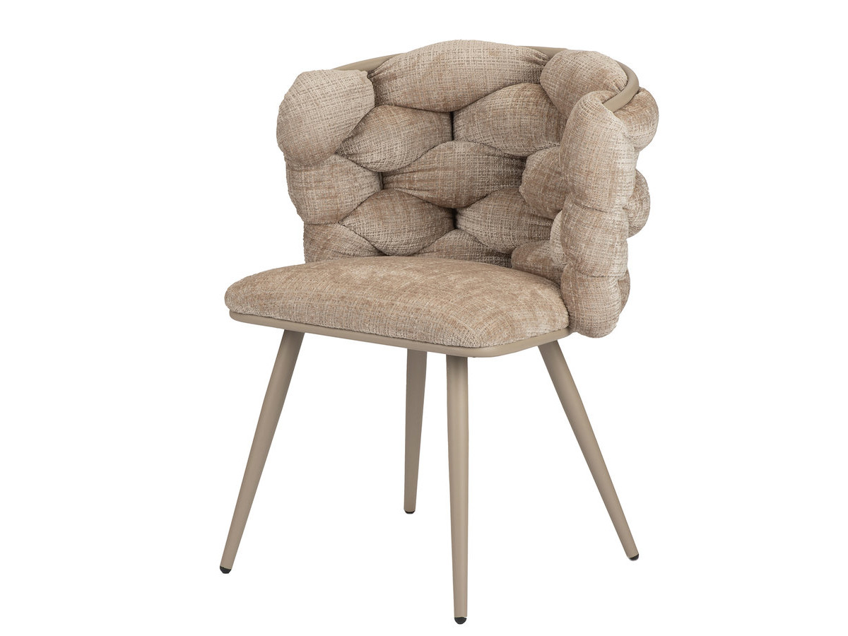 Lot de 2 chaises CHLOE tissu texturé et pieds métal effet bois