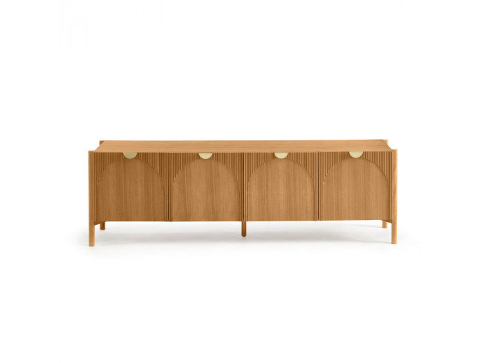 Meuble TV 4 portes 178 cm LOLA motif arrondi et placage frêne massif
