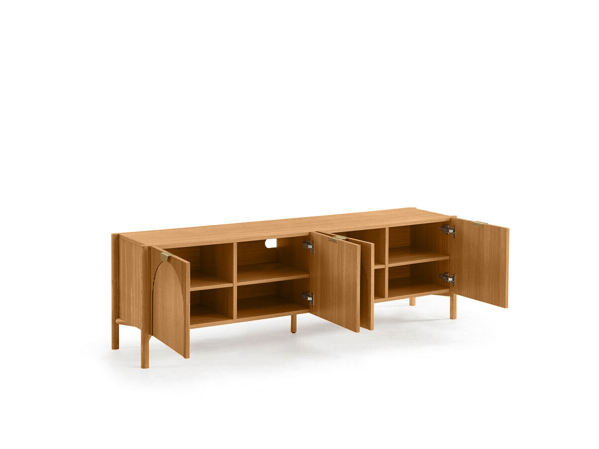 Ensemble LOLA avec buffet 178 cm + meuble TV 178 cm motif arrondi et placage frêne massif