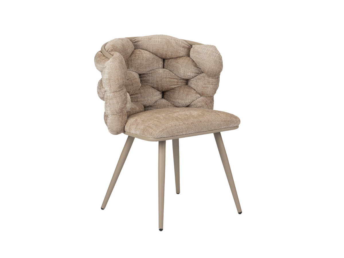 Lot de 2 chaises CHLOE tissu texturé et pieds métal effet bois