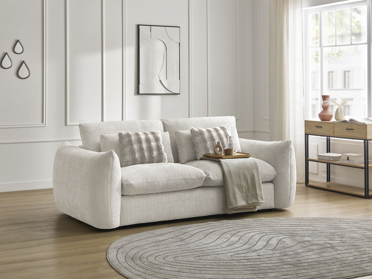 Canapé droit fixe 2 places EUGENE tissu texturé