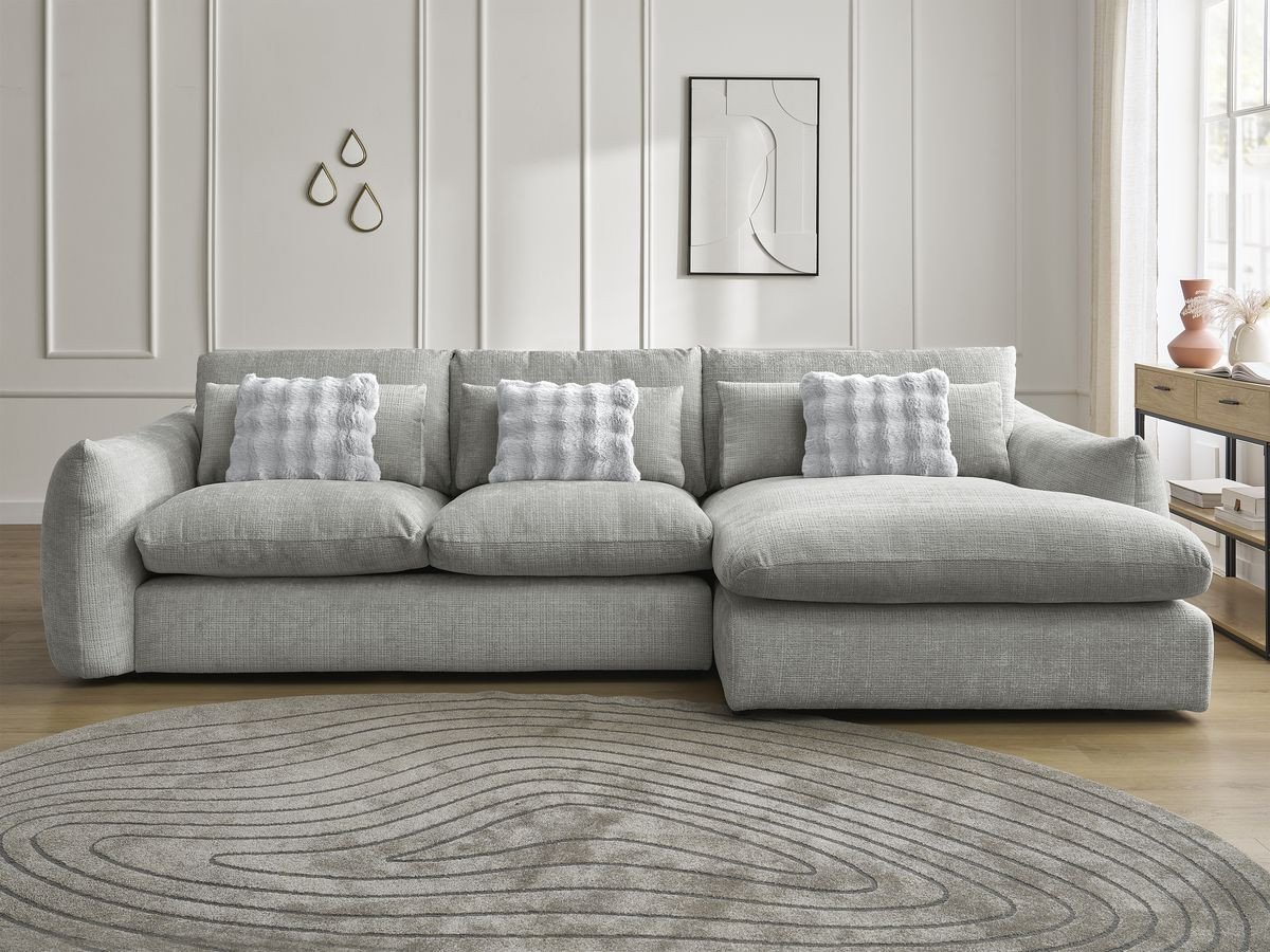 Canapé d'angle fixe EUGENE tissu texturé