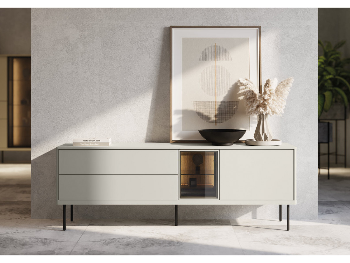 ESPERA set met 161 cm dressoir + 161 cm tv-meubel + vitrinekast met led's
