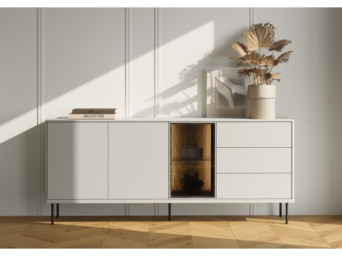 ESPERA set met 194 cm dressoir + 194 cm tv-meubel + vitrinekast met led's