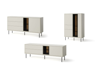 Ensemble ESPERA avec buffet 161 cm + meuble TV 161 cm + meuble vitrine avec LEDS