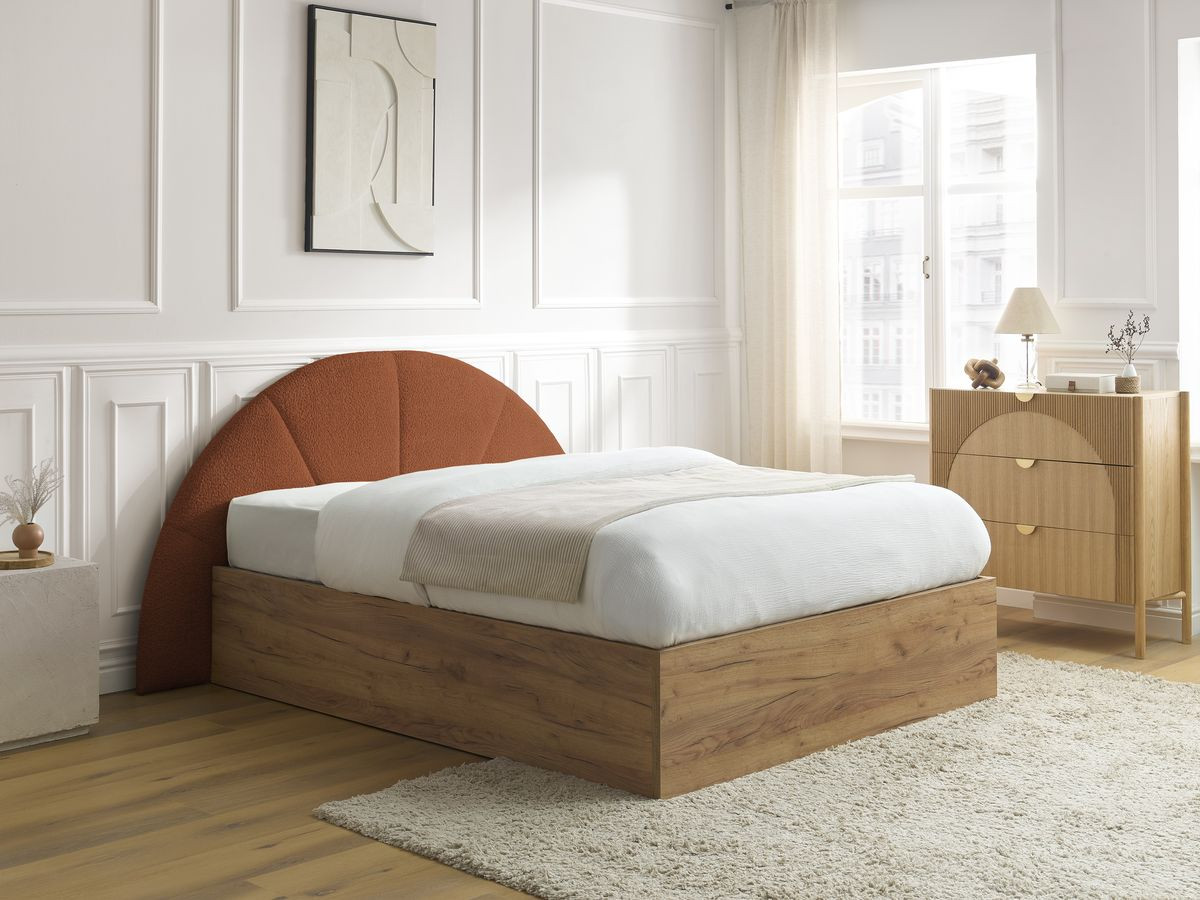 Lit coffre DORIAN bouclette terracotta — vue 4