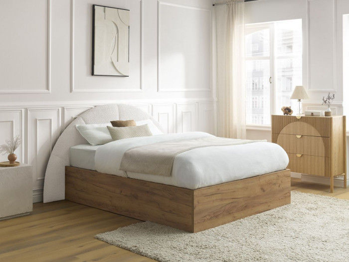 Lit coffre DORIAN tissu bouclette