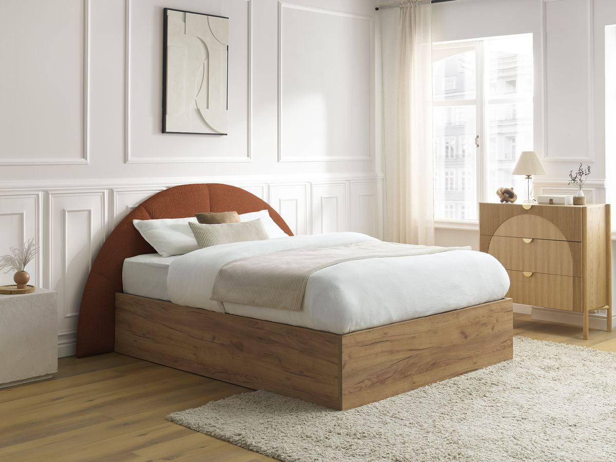 Lit coffre DORIAN bouclette terracotta