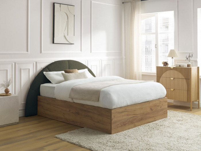 Lit coffre DORIAN tissu bouclette