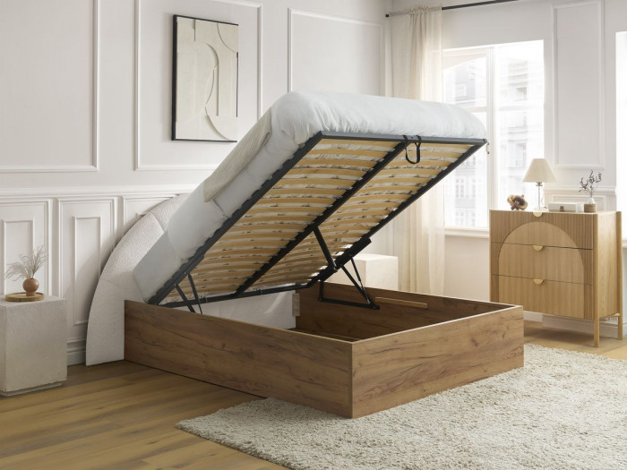 Lit coffre DORIAN tissu bouclette