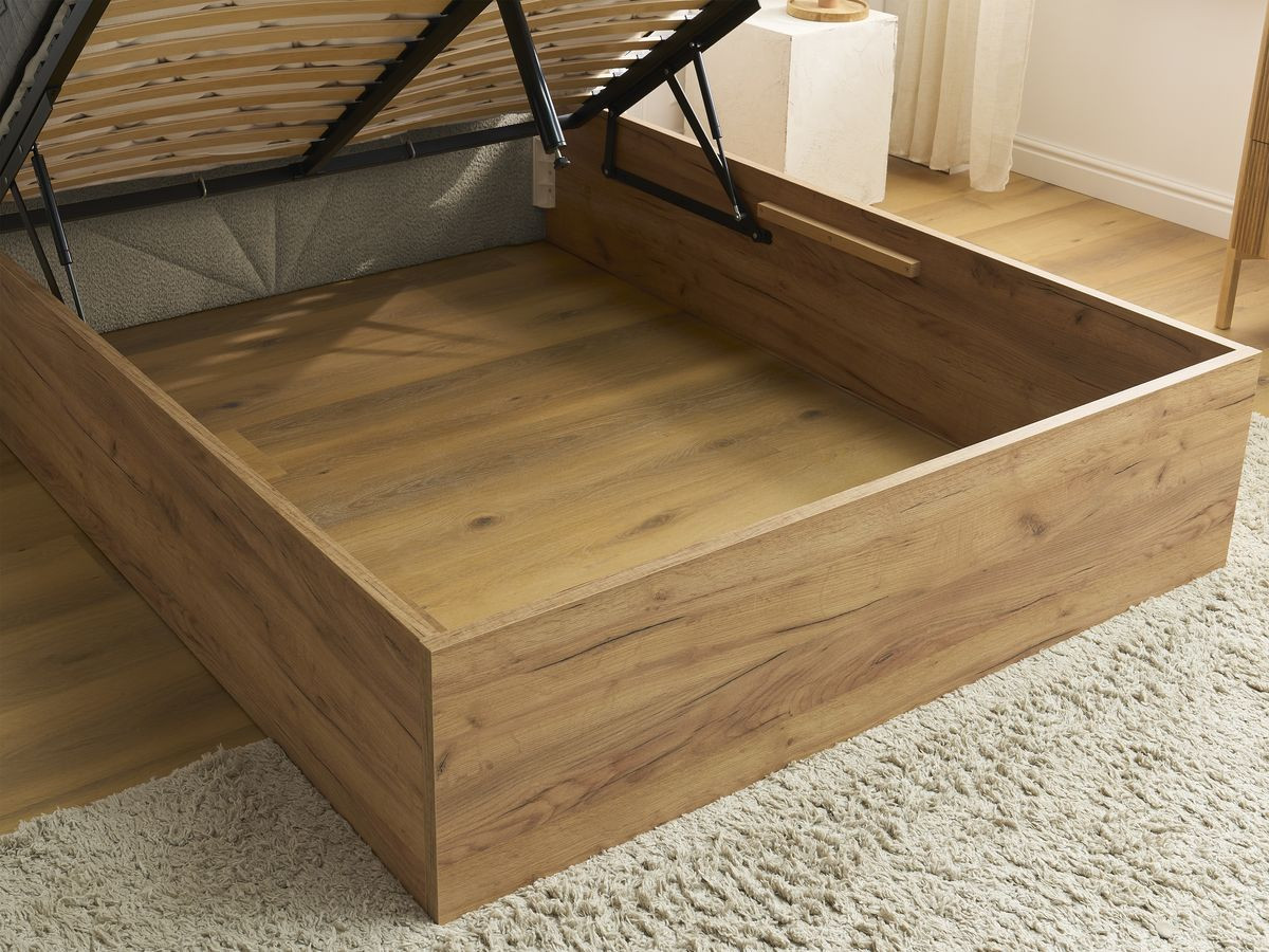 Lit coffre DORIAN tissu bouclette