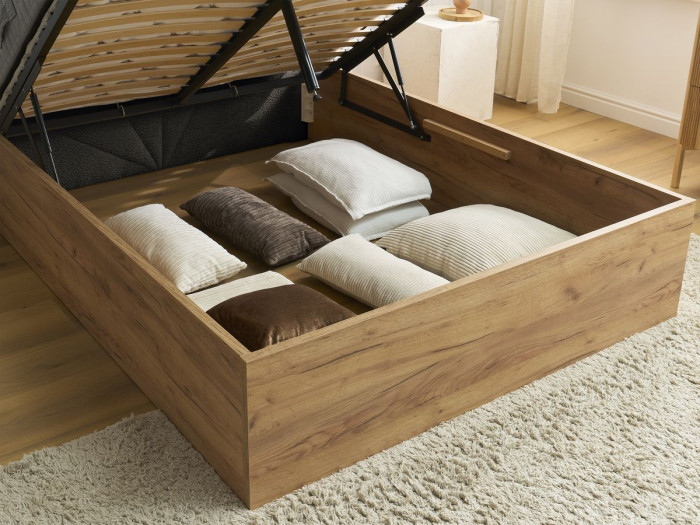 Lit coffre DORIAN tissu bouclette