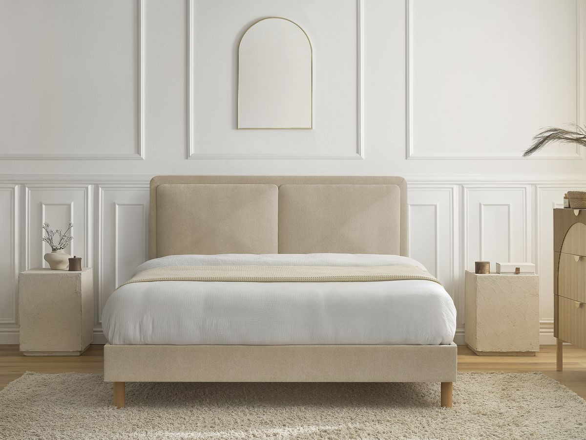 MARA bed in structuurstof met massieve lattenbodem