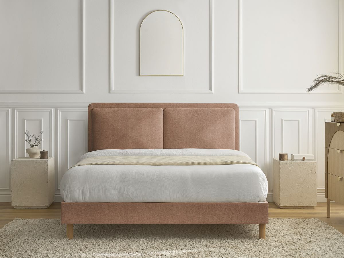 MARA bed in structuurstof met massieve lattenbodem