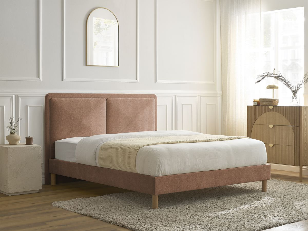 MARA bed in structuurstof met massieve lattenbodem