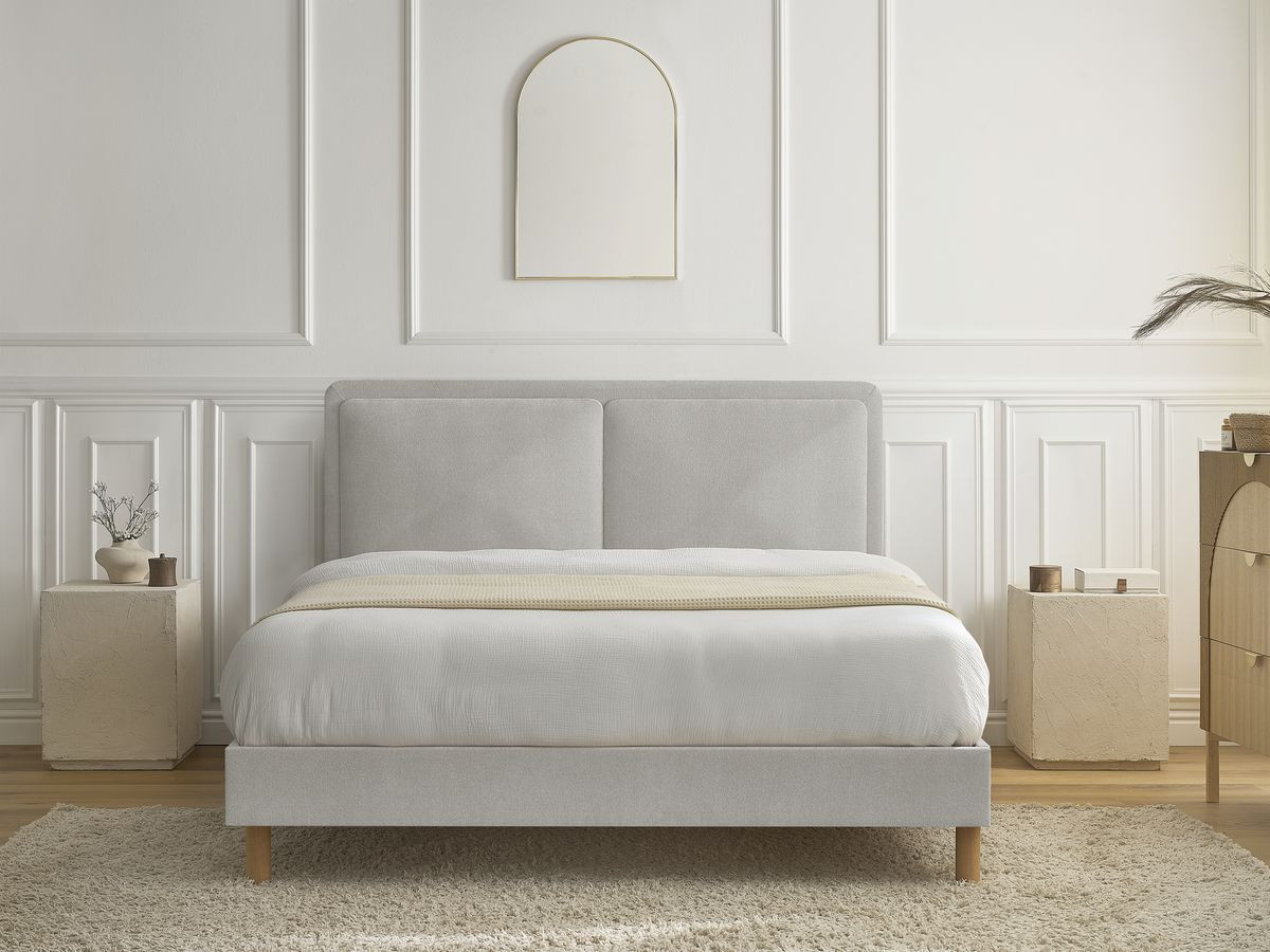 MARA bed in structuurstof met massieve lattenbodem