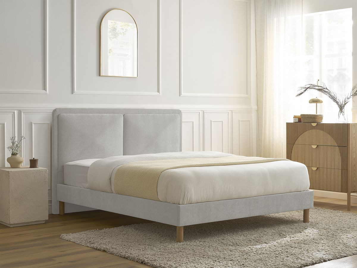 MARA bed in structuurstof met massieve lattenbodem