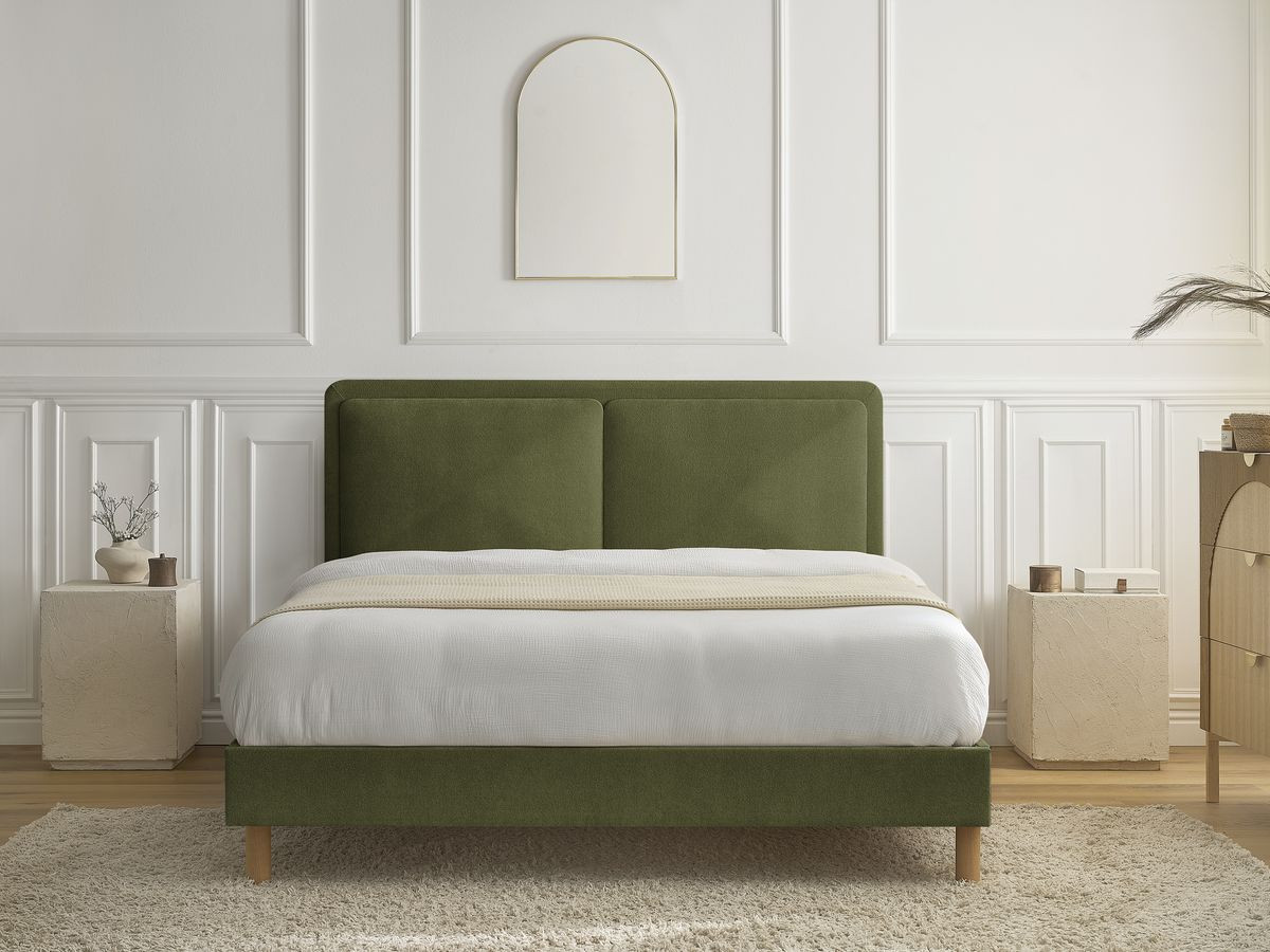 MARA bed in structuurstof met massieve lattenbodem