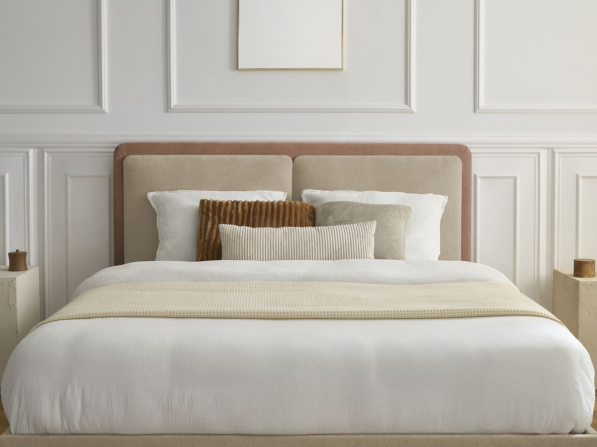 Lit MARA texturé bicolore avec lattes massives rose — vue 6