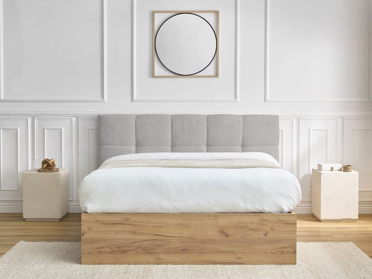 Lit coffre KUMO tissu bouclette