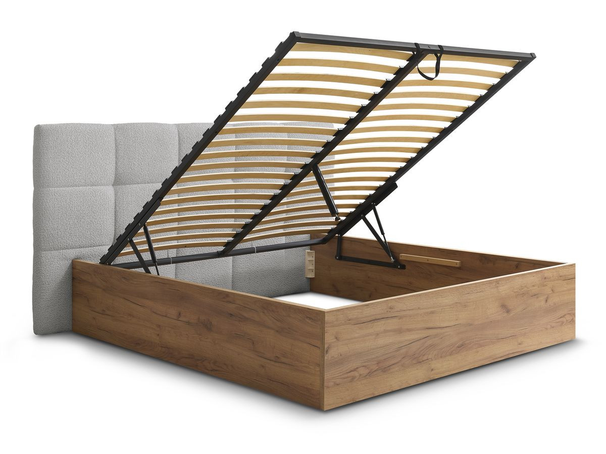 Lit coffre KUMO tissu bouclette