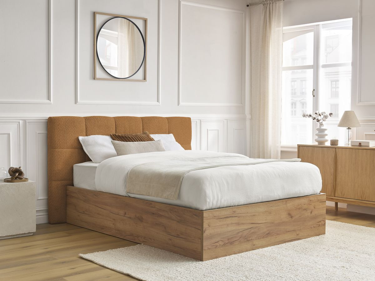 Lit coffre KUMO bouclette jaune