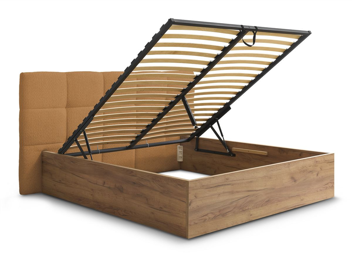 Lit coffre KUMO tissu bouclette