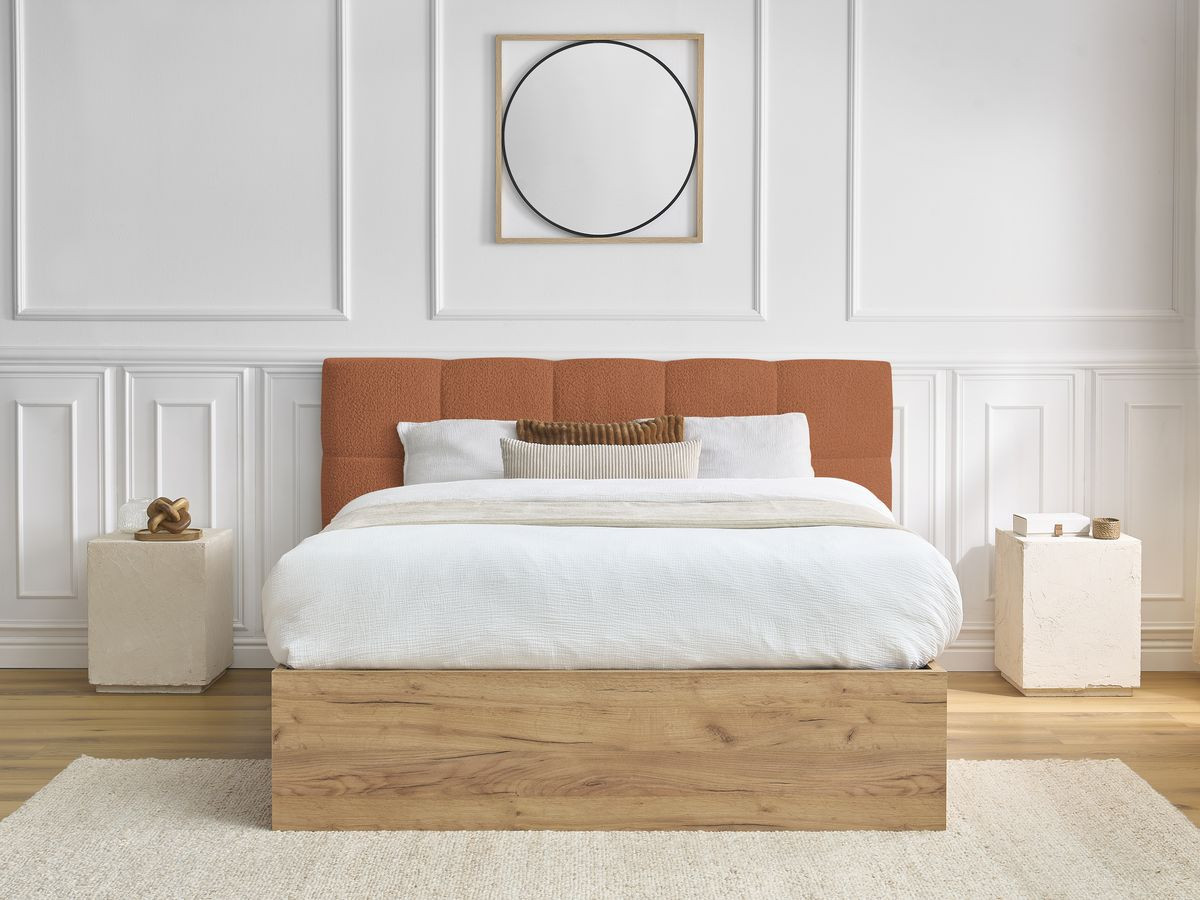 Lit coffre KUMO bouclette terracotta — vue 5