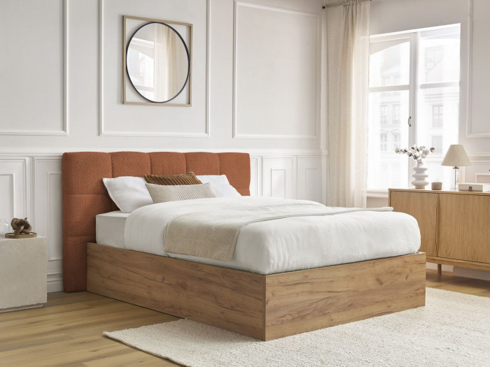 Lit coffre KUMO tissu bouclette