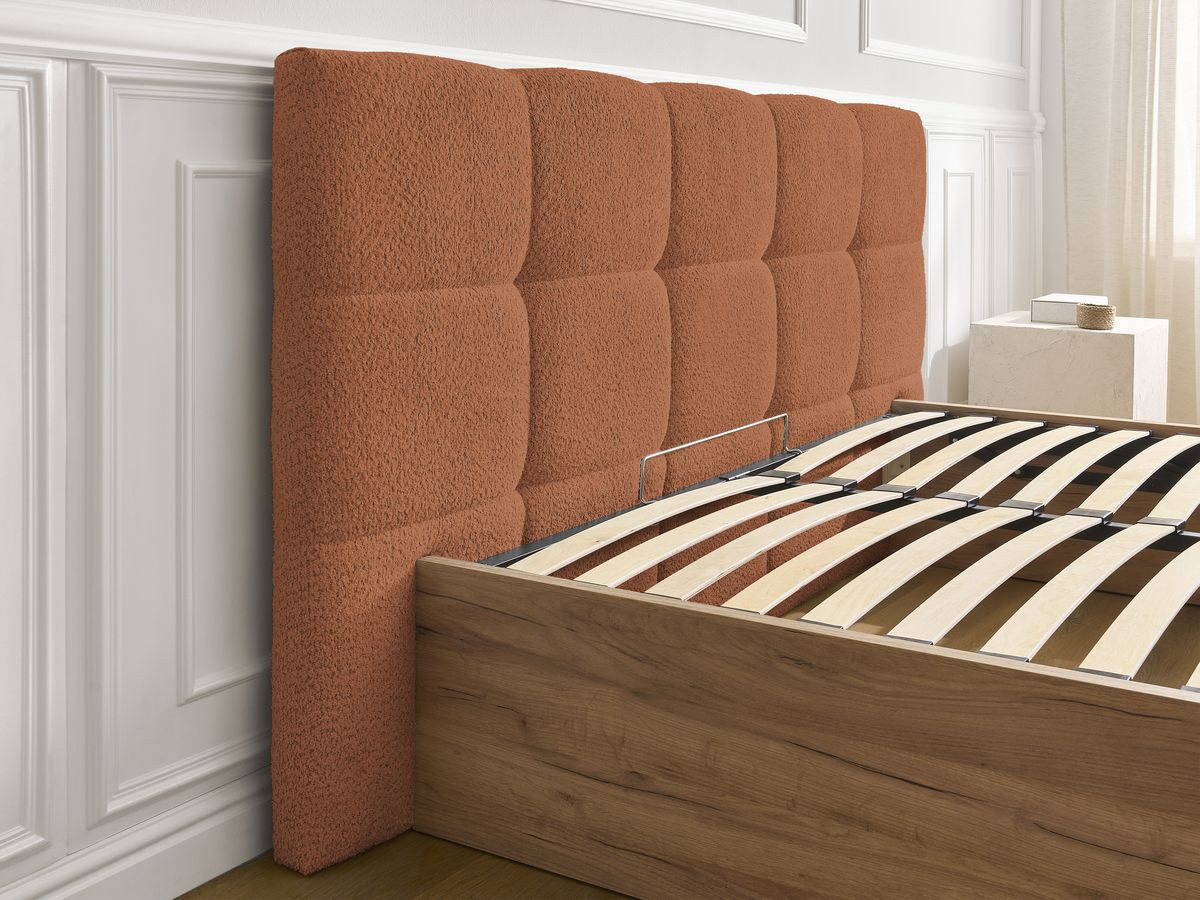 Lit coffre KUMO tissu bouclette