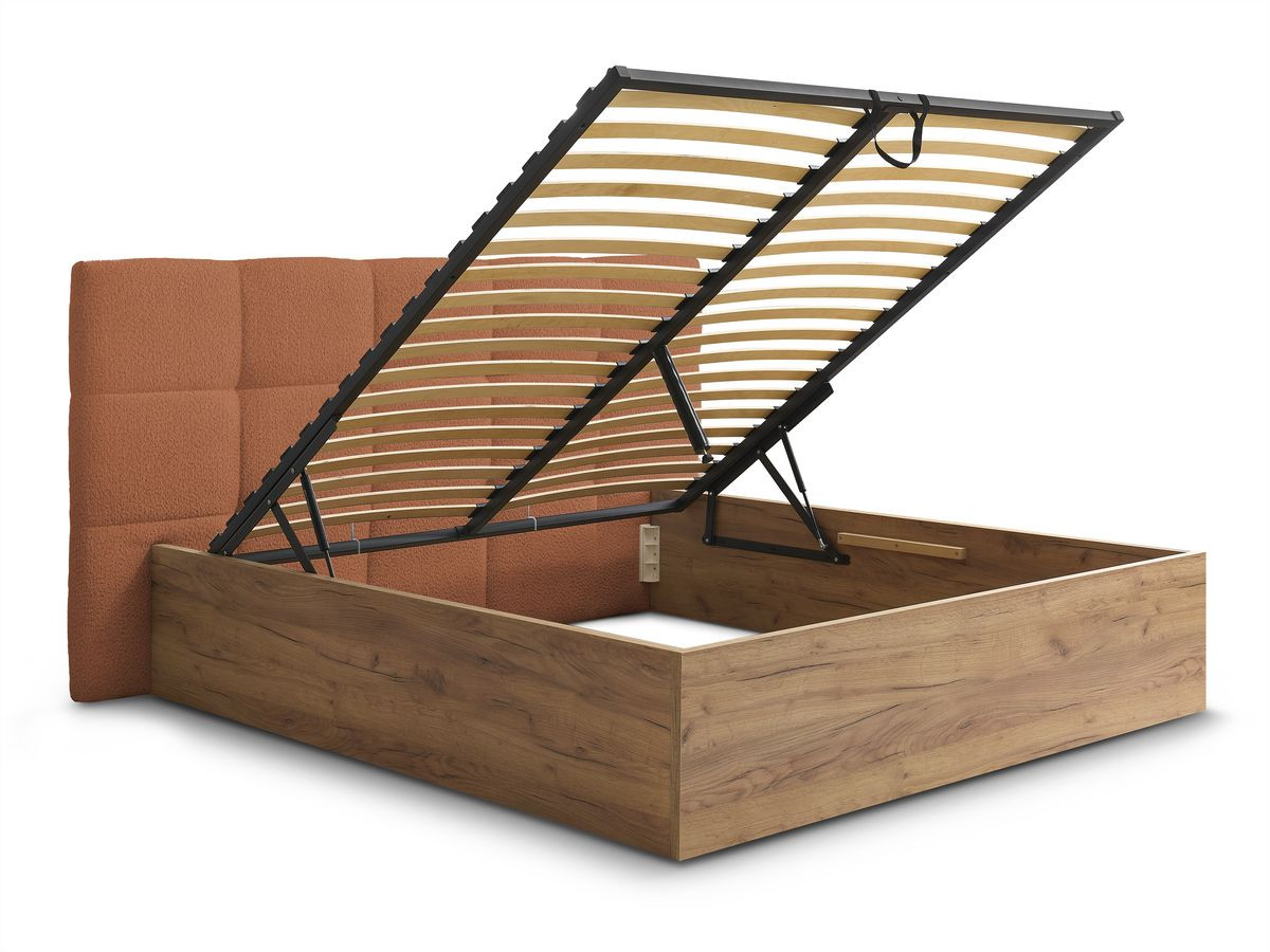 Lit coffre KUMO tissu bouclette