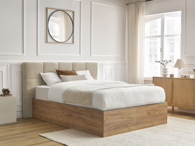 Lit coffre KUMO tissu lisse