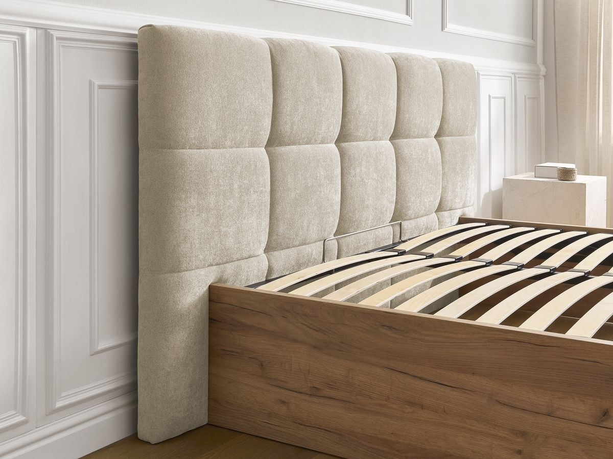 Lit coffre KUMO tissu lisse