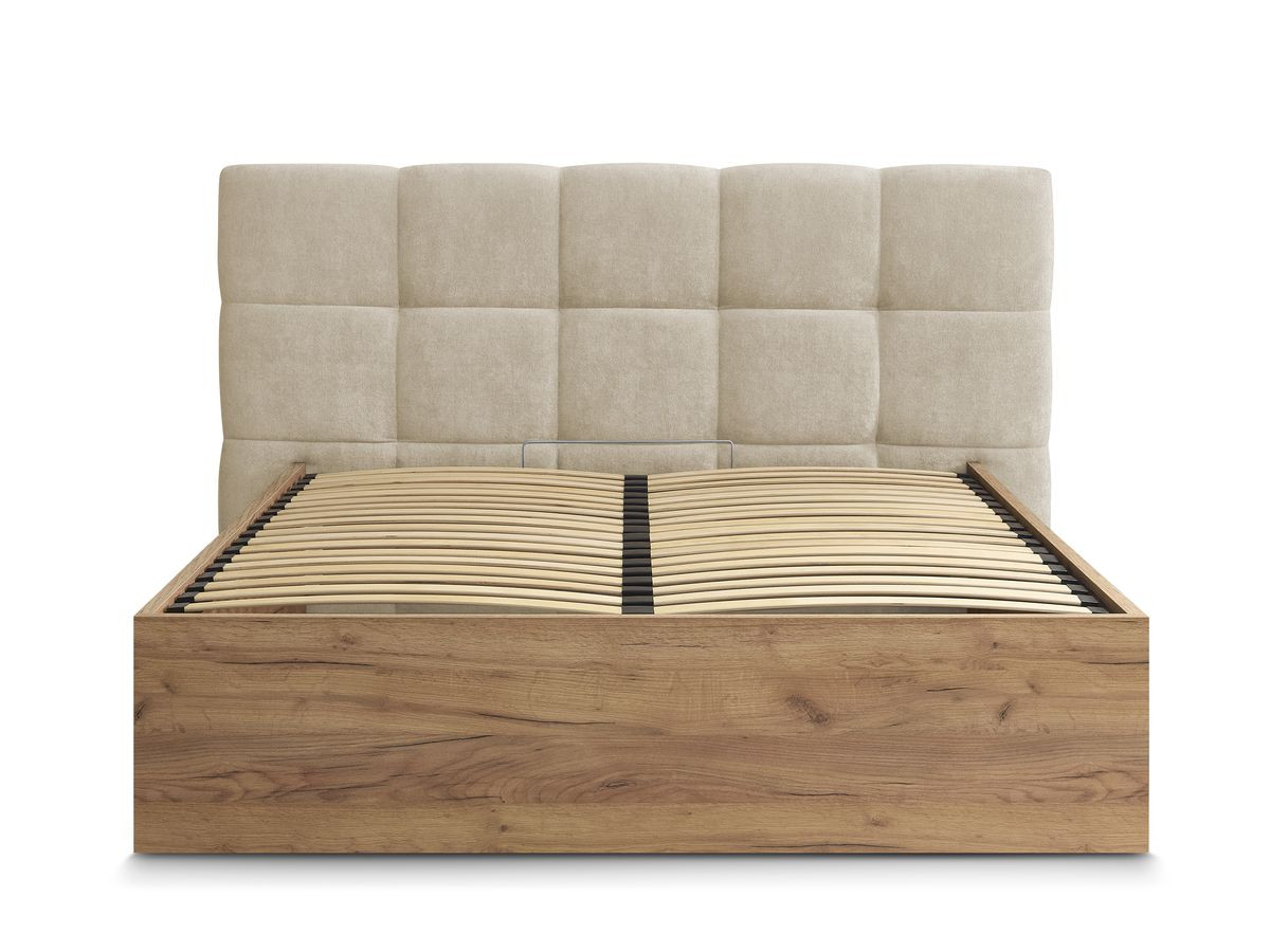 Lit coffre KUMO tissu lisse