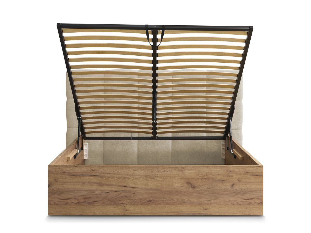 Lit coffre KUMO tissu lisse