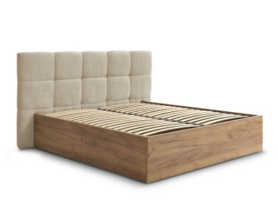 Lit coffre KUMO tissu lisse