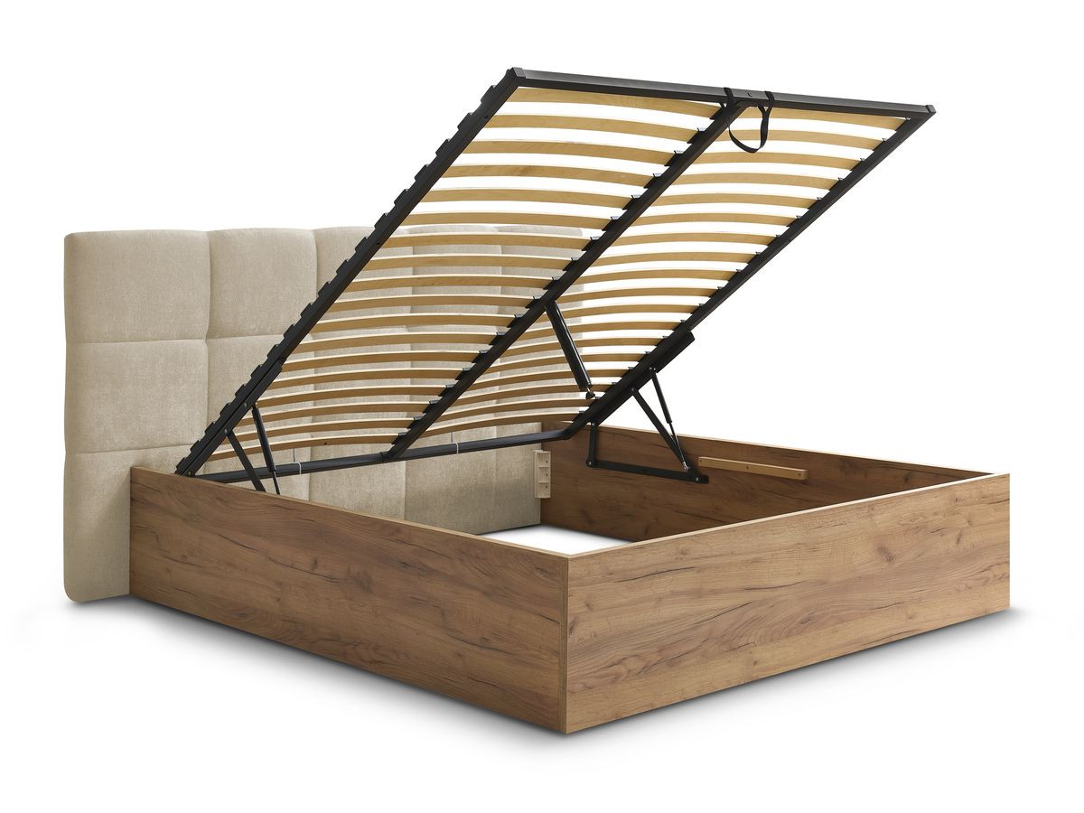 Lit coffre KUMO tissu lisse