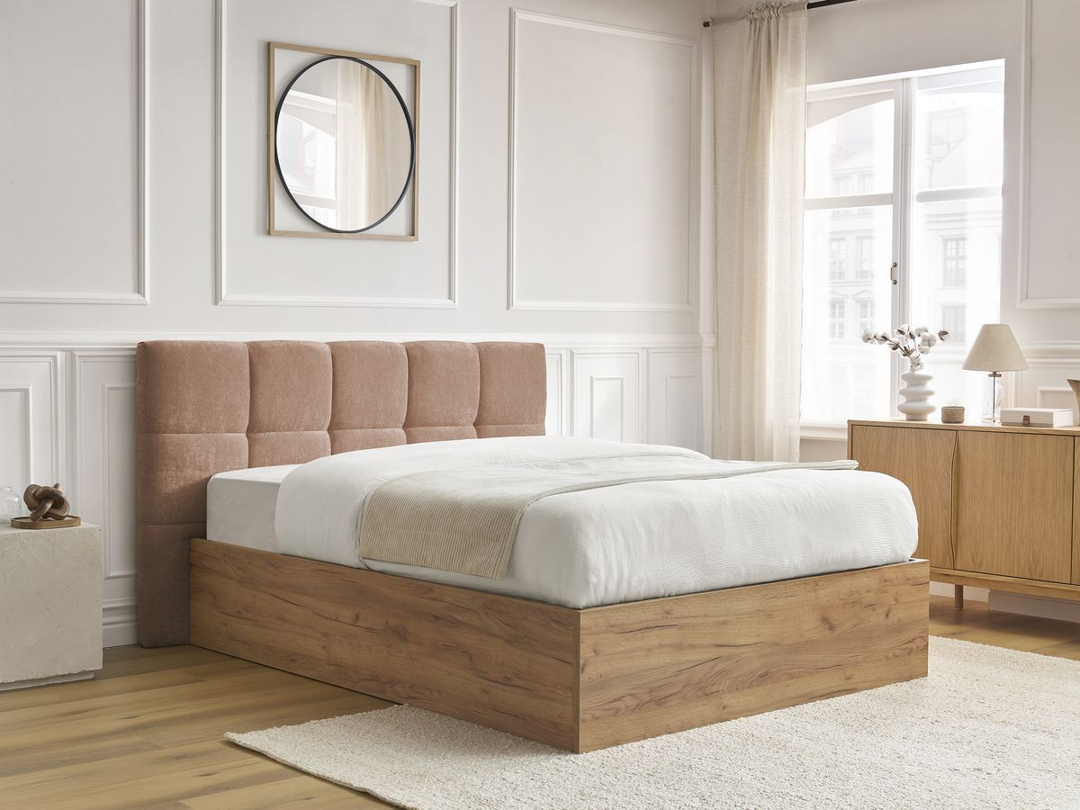 Lit coffre KUMO tissu lisse