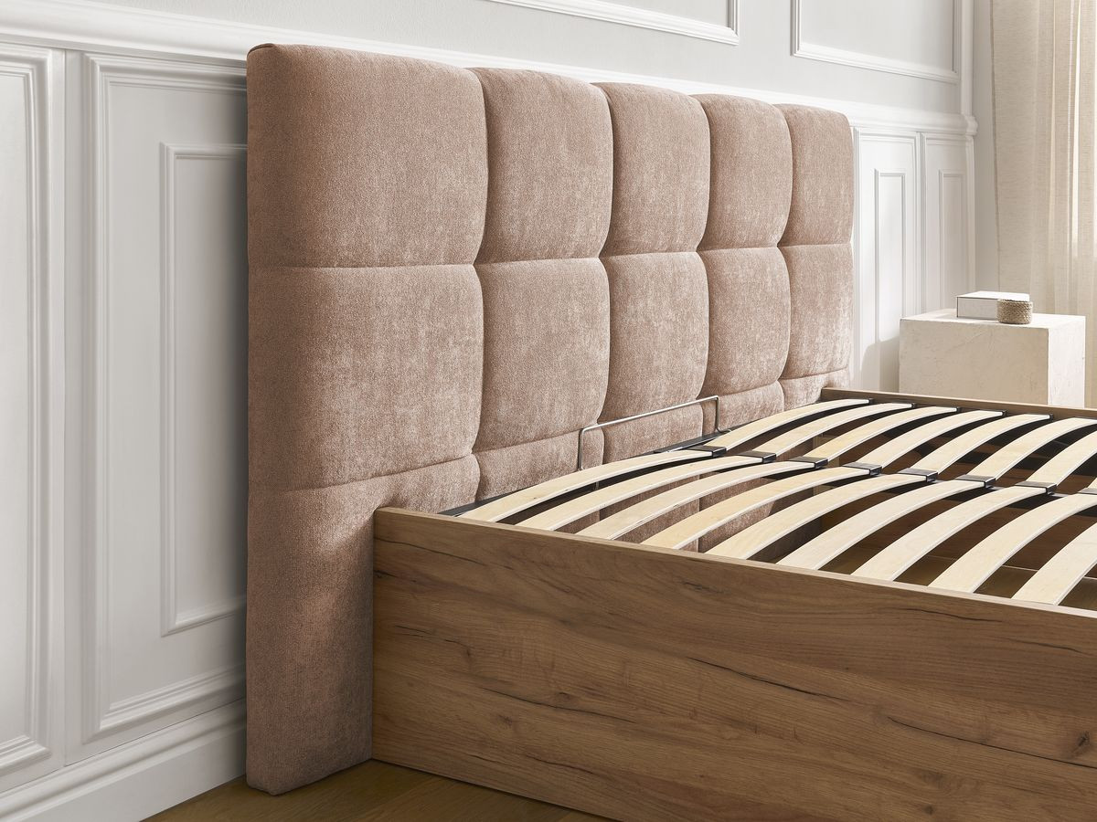 Lit coffre KUMO tissu lisse