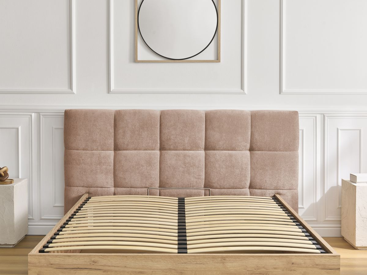 Lit coffre KUMO tissu lisse