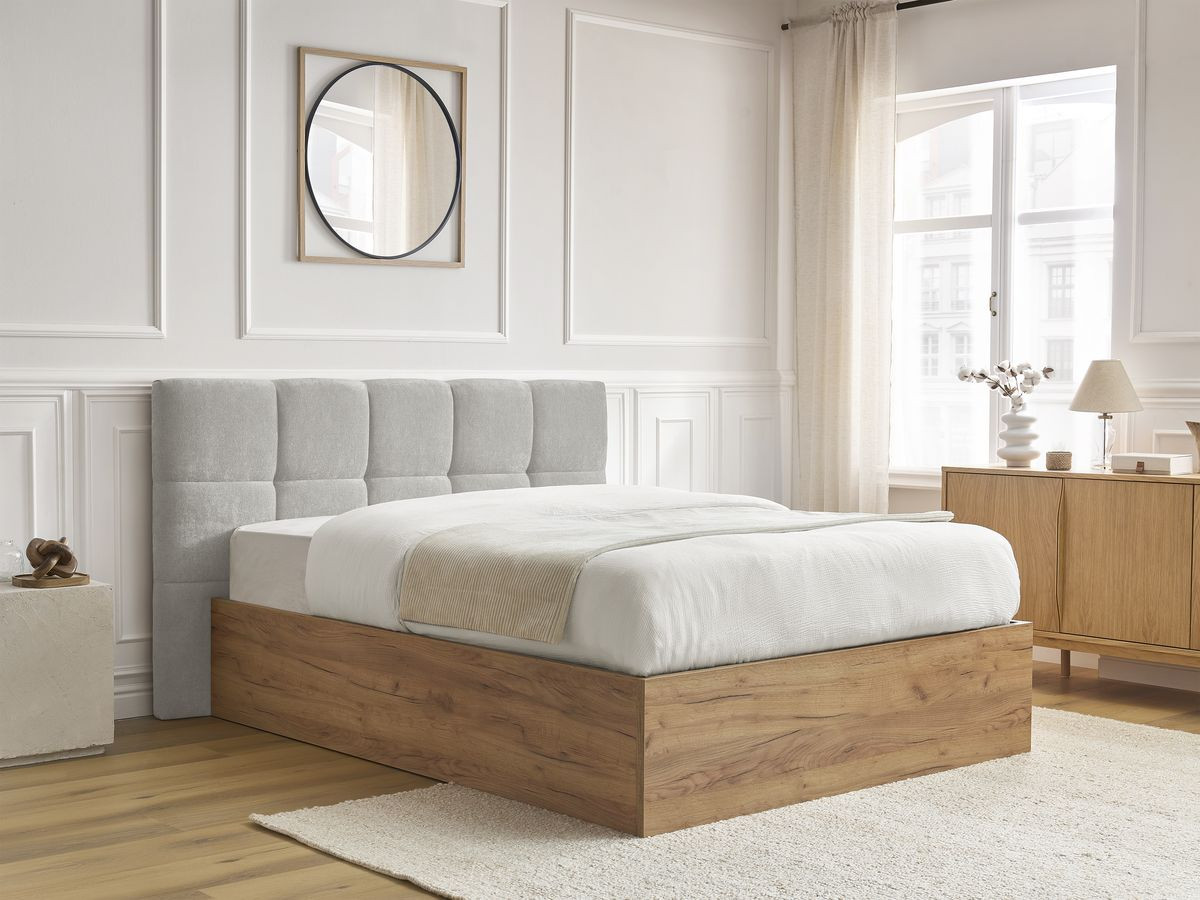 Lit coffre KUMO tissu lisse