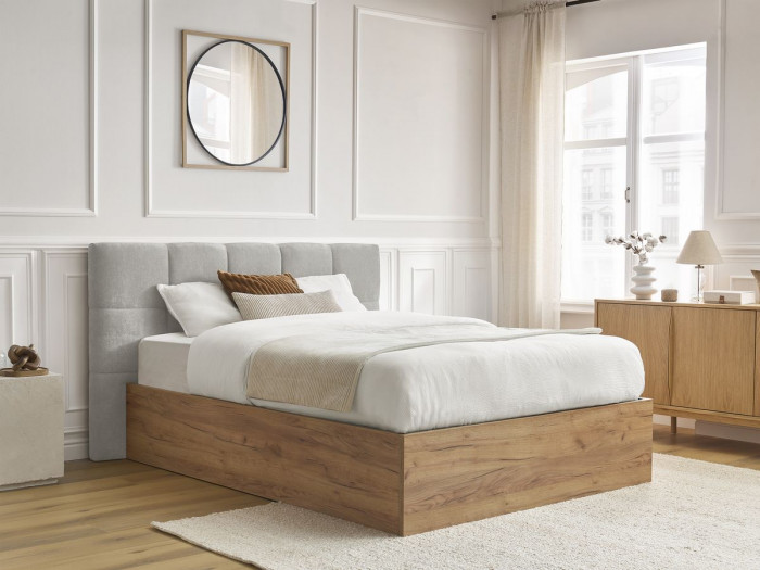 Lit coffre KUMO tissu lisse